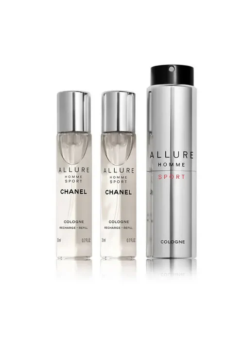 Chanel Allure Homme Sport Travel Spray Rechargeable Set 3 Pieces