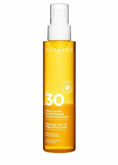 Clarins Glowing Sun Oil High Protection Body And Hair 150ml