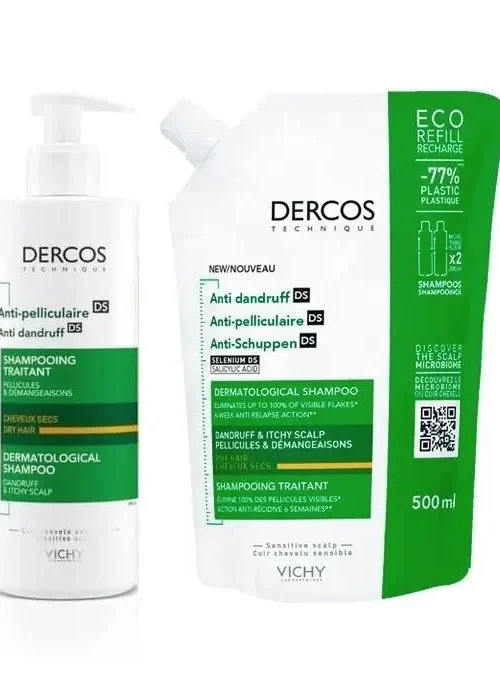 Vichy Dercos Anti-Dandruff Shampoo For Dry Hair 390ml Set of 2 Pieces